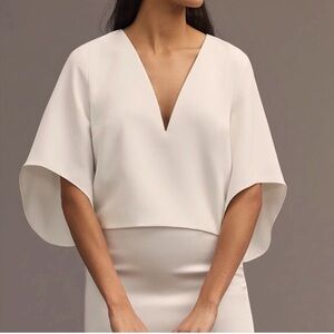 Anthropologie Cream V-Neck Blouse